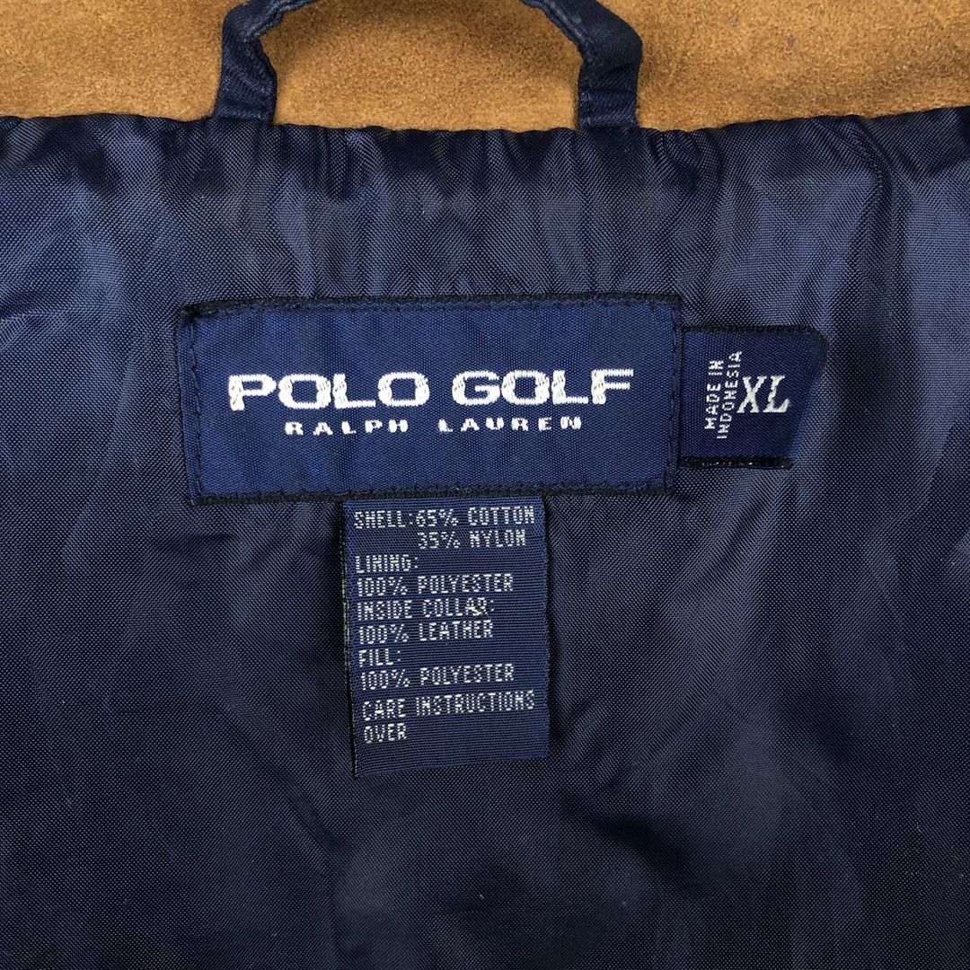 Ralph Lauren POLO GOLF quilted vest, men's size XL (approx.) cotton navy blue type Vintage Second Hand