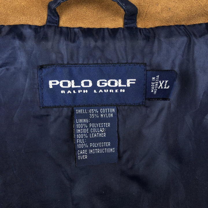 Ralph Lauren POLO GOLF quilted vest, men's size XL (approx.) cotton navy blue type Vintage Second Hand