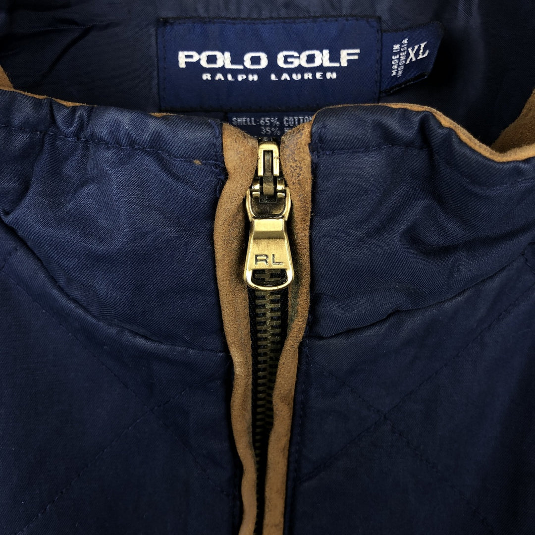 Ralph Lauren POLO GOLF quilted vest, men's size XL (approx.) cotton navy blue type Vintage Second Hand