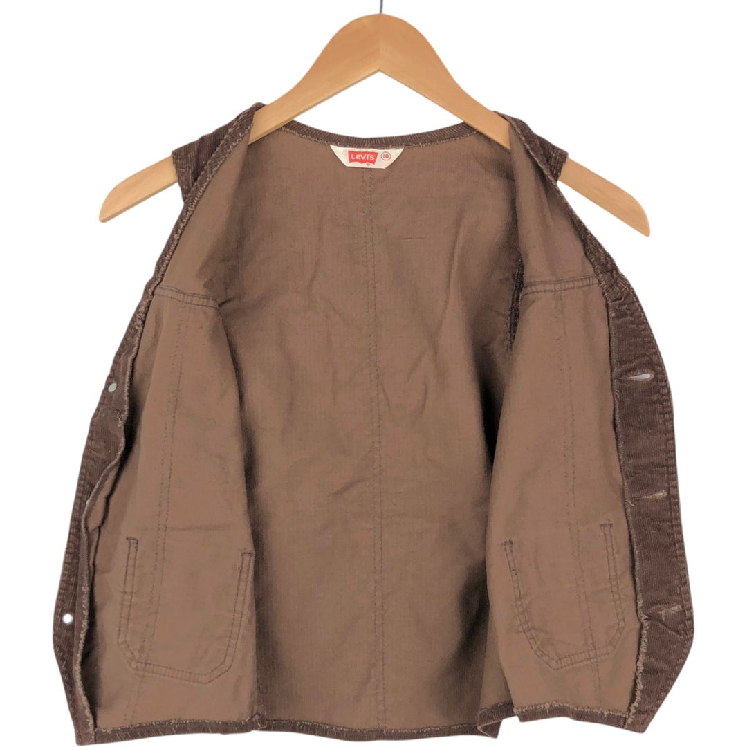 1970'S Levi's Corduroy Vest, Open Front, Made in Canada, Men's Size XS (approx.), Vintage cotton brown type Vintage Second Hand