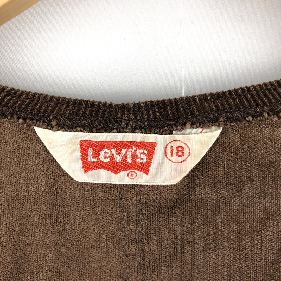 1970'S Levi's Corduroy Vest, Open Front, Made in Canada, Men's Size XS (approx.), Vintage cotton brown type Vintage Second Hand
