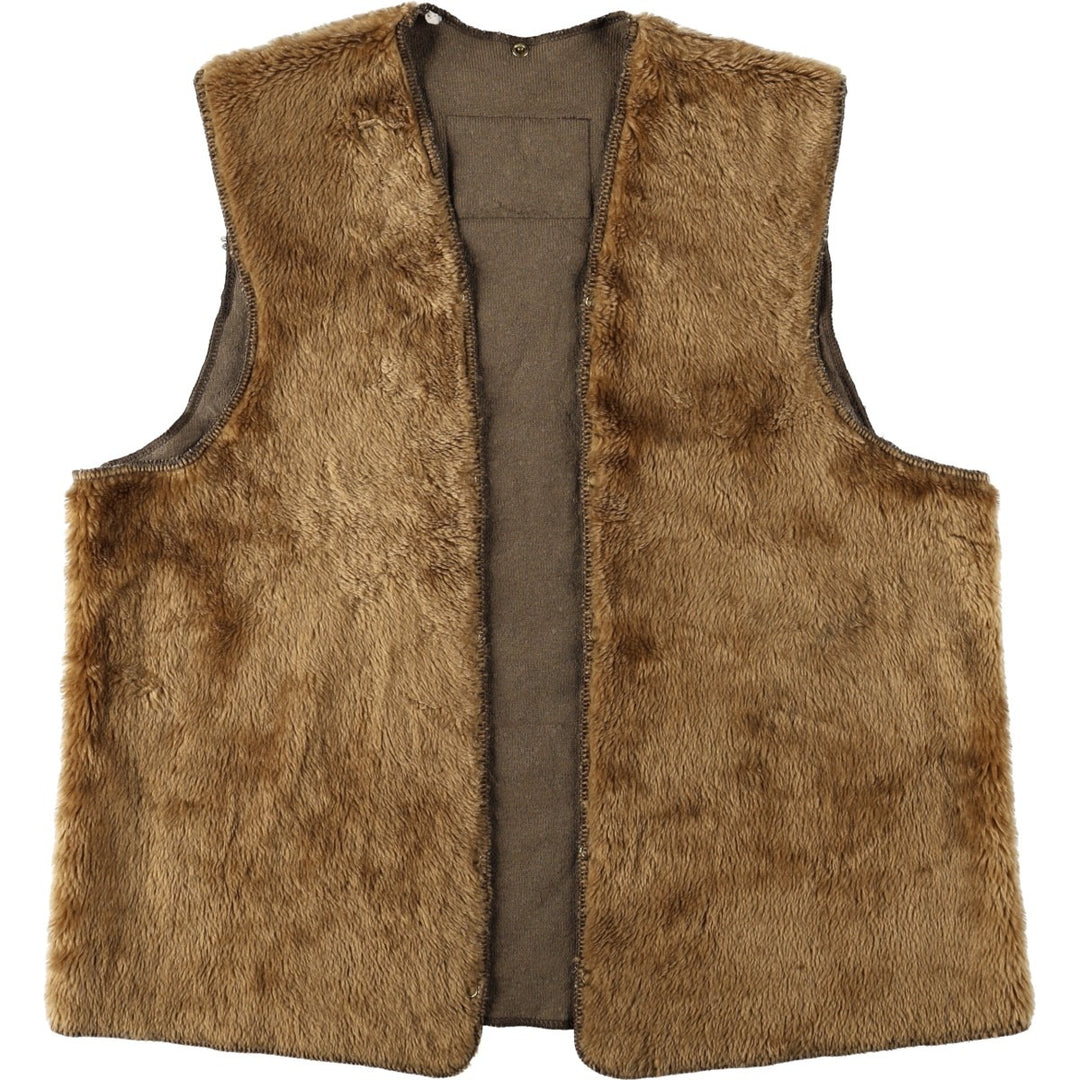1990'S Barbour A297 Acrylic Lining Fur Vest, Made in England, Size C40 (Men's M equivalent), 3 Warrants, Vintage acrylic brown type Vintage Second Hand