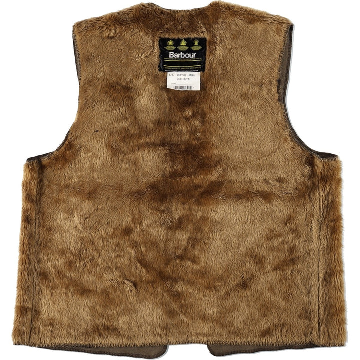 1990'S Barbour A297 Acrylic Lining Fur Vest, Made in England, Size C40 (Men's M equivalent), 3 Warrants, Vintage acrylic brown type Vintage Second Hand