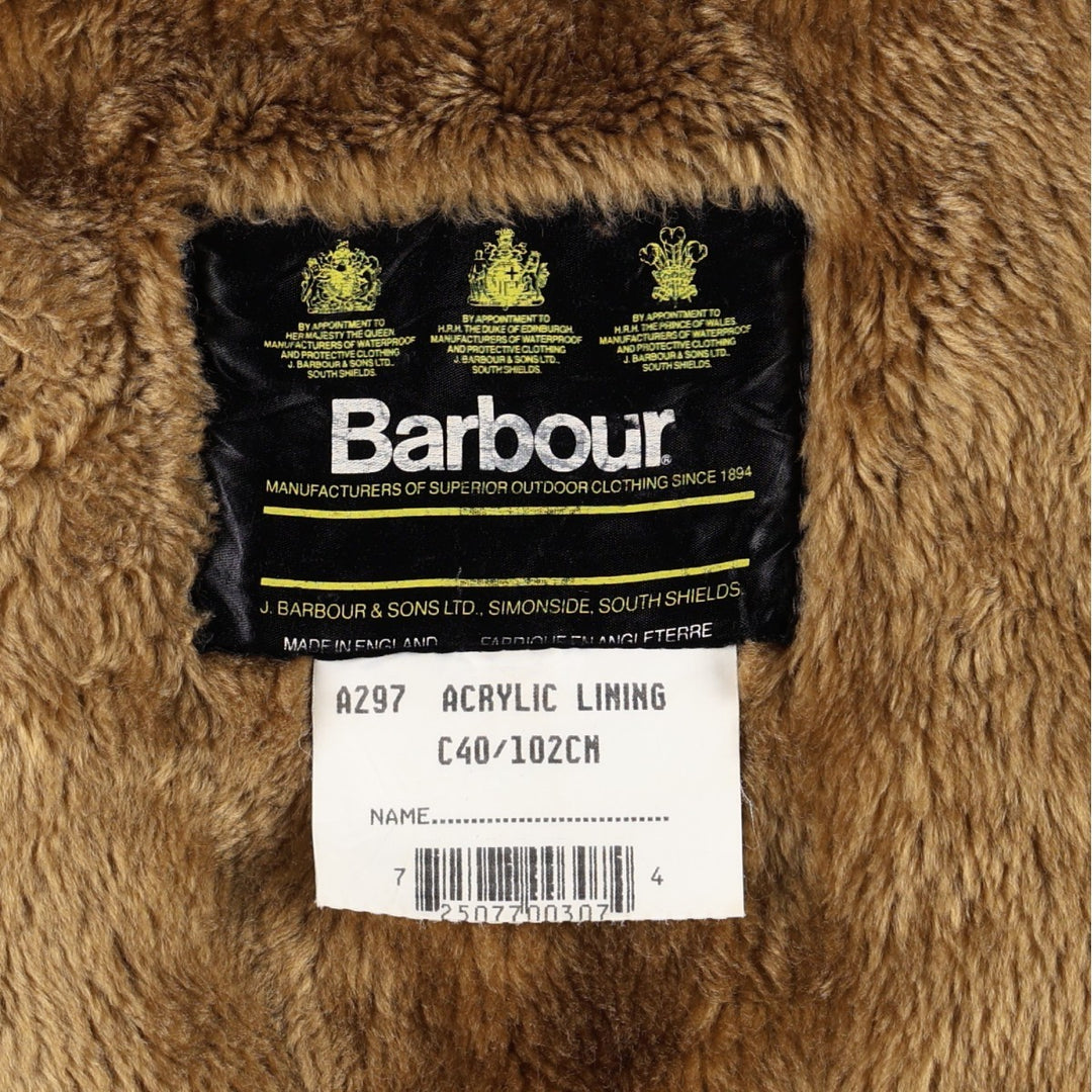 1990'S Barbour A297 Acrylic Lining Fur Vest, Made in England, Size C40 (Men's M equivalent), 3 Warrants, Vintage acrylic brown type Vintage Second Hand