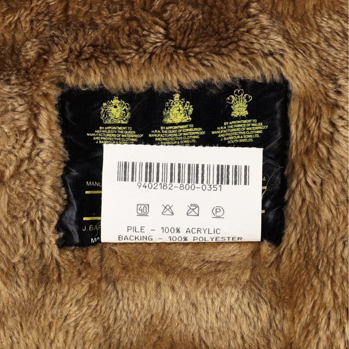 1990'S Barbour A297 Acrylic Lining Fur Vest, Made in England, Size C40 (Men's M equivalent), 3 Warrants, Vintage acrylic brown type Vintage Second Hand