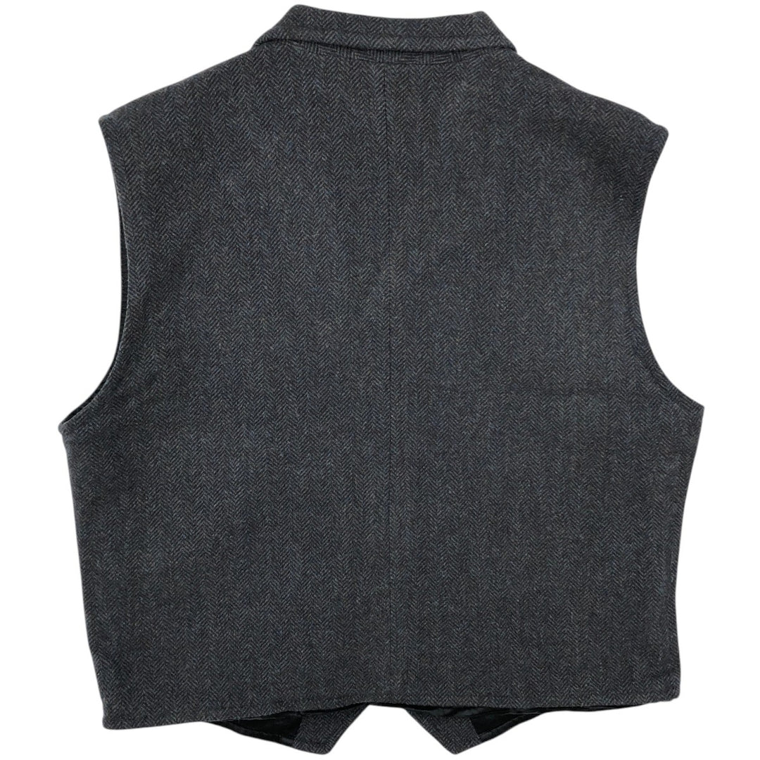 2000'S Orvis Check Pattern Herringbone Open Front Vest, Men's XL (approx.) acrylic Charcoal Vintage Second Hand