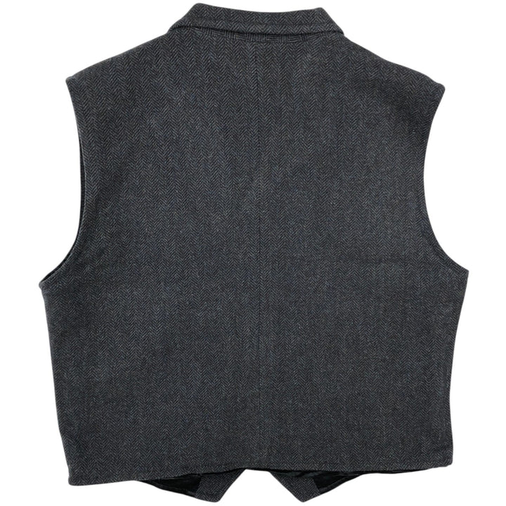 2000'S Orvis Check Pattern Herringbone Open Front Vest, Men's XL (approx.) acrylic Charcoal Vintage Second Hand