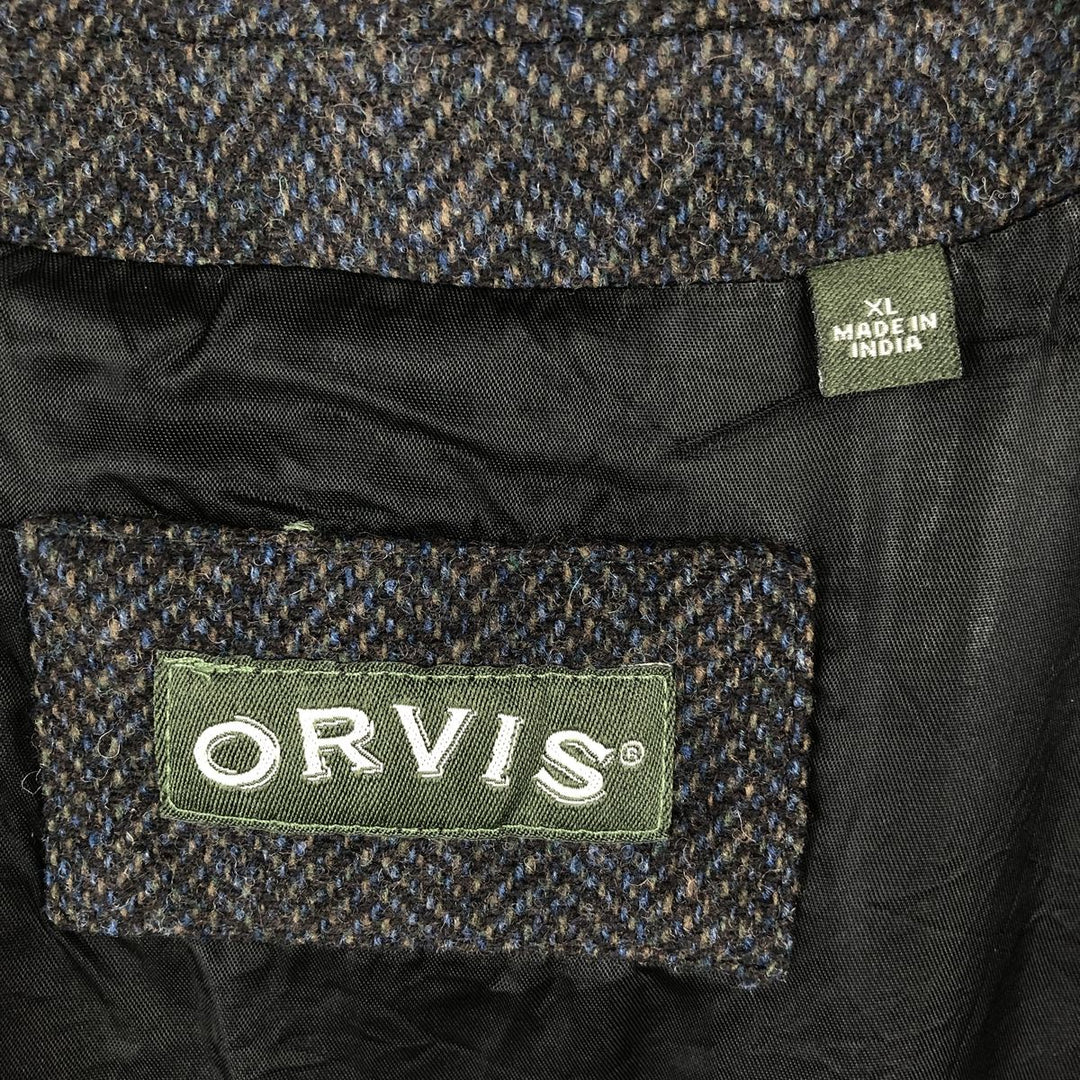 2000'S Orvis Check Pattern Herringbone Open Front Vest, Men's XL (approx.) acrylic Charcoal Vintage Second Hand