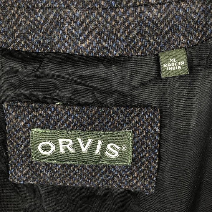 2000'S Orvis Check Pattern Herringbone Open Front Vest, Men's XL (approx.) acrylic Charcoal Vintage Second Hand