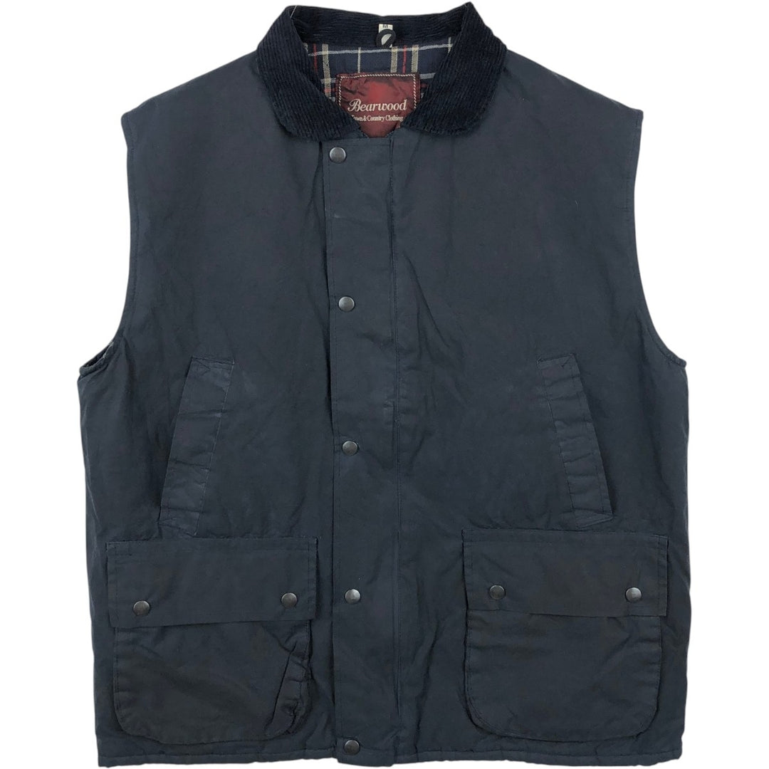 Bearwood Waxed Cotton Oiled Vest, Padded, Front Opening, Men's Size M cotton navy blue type Vintage Second Hand