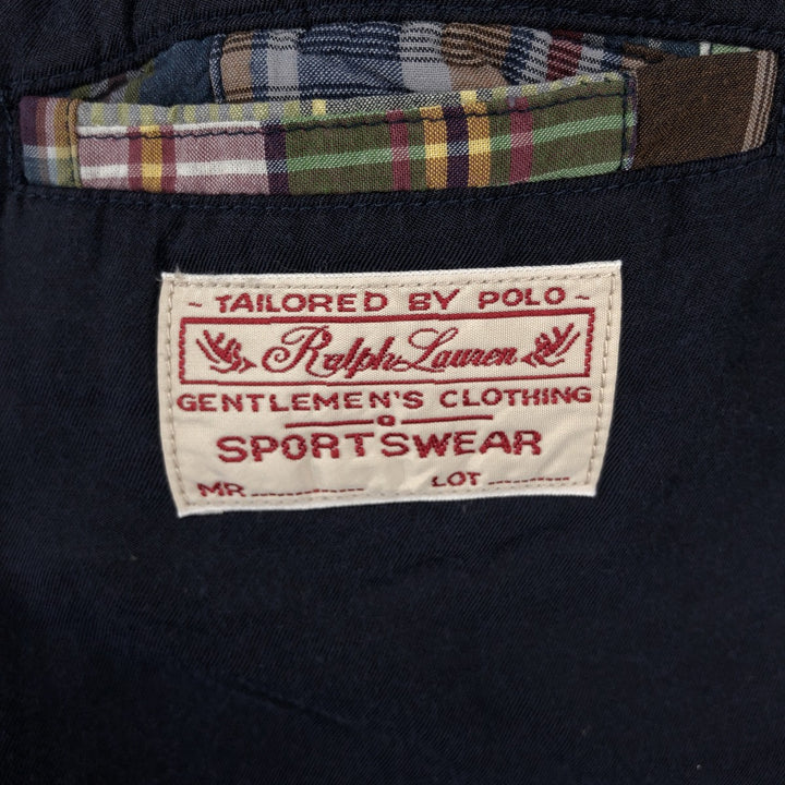 Ralph Lauren POLO by Ralph Lauren Check Pattern Open Front Patchwork Cotton Vest Men's Size S (approx.) cotton navy blue type Vintage Second Hand