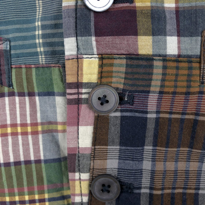 Ralph Lauren POLO by Ralph Lauren Check Pattern Open Front Patchwork Cotton Vest Men's Size S (approx.) cotton navy blue type Vintage Second Hand