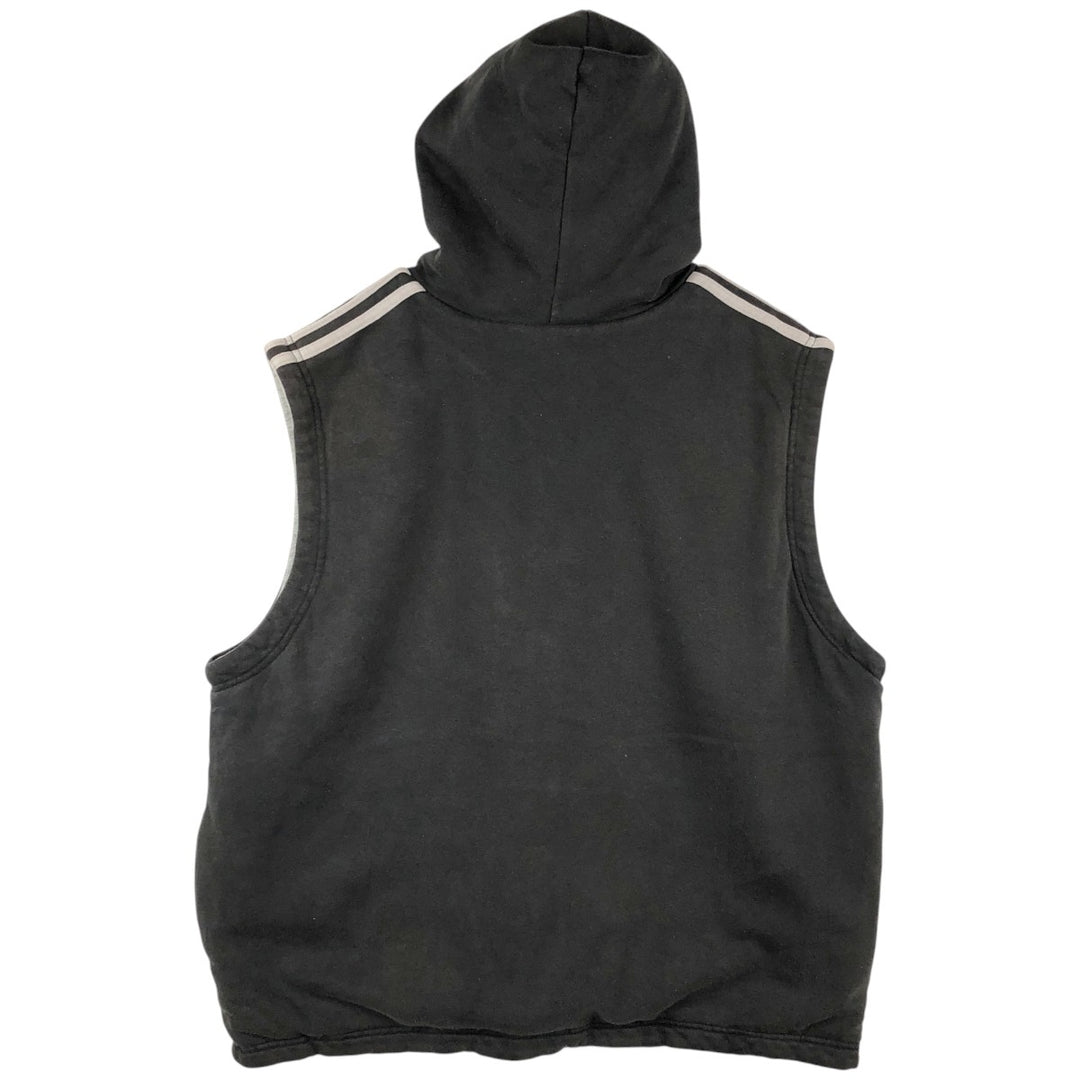 90'S Adidas Reversible Front-Opening Hoodie Vest, Men's XXL (approx.), Vintage cotton gray type Vintage Second Hand