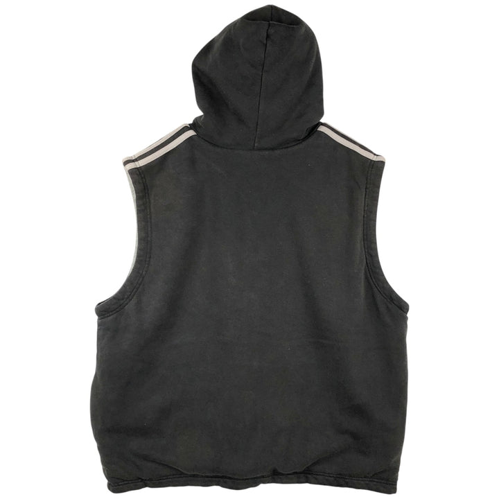 90'S Adidas Reversible Front-Opening Hoodie Vest, Men's XXL (approx.), Vintage cotton gray type Vintage Second Hand