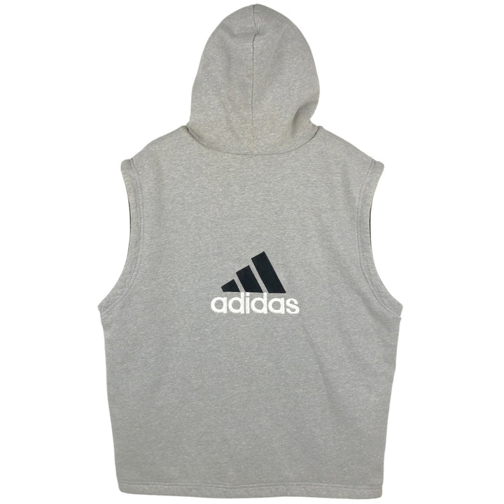 90'S Adidas Reversible Front-Opening Hoodie Vest, Men's XXL (approx.), Vintage cotton gray type Vintage Second Hand