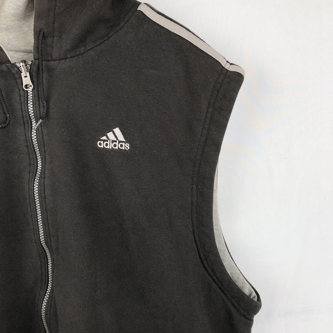 90'S Adidas Reversible Front-Opening Hoodie Vest, Men's XXL (approx.), Vintage cotton gray type Vintage Second Hand