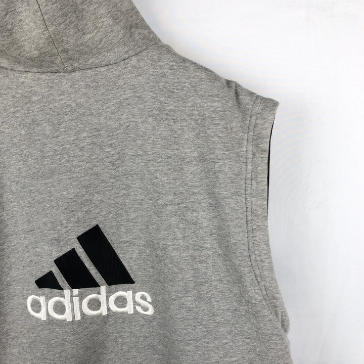 90'S Adidas Reversible Front-Opening Hoodie Vest, Men's XXL (approx.), Vintage cotton gray type Vintage Second Hand