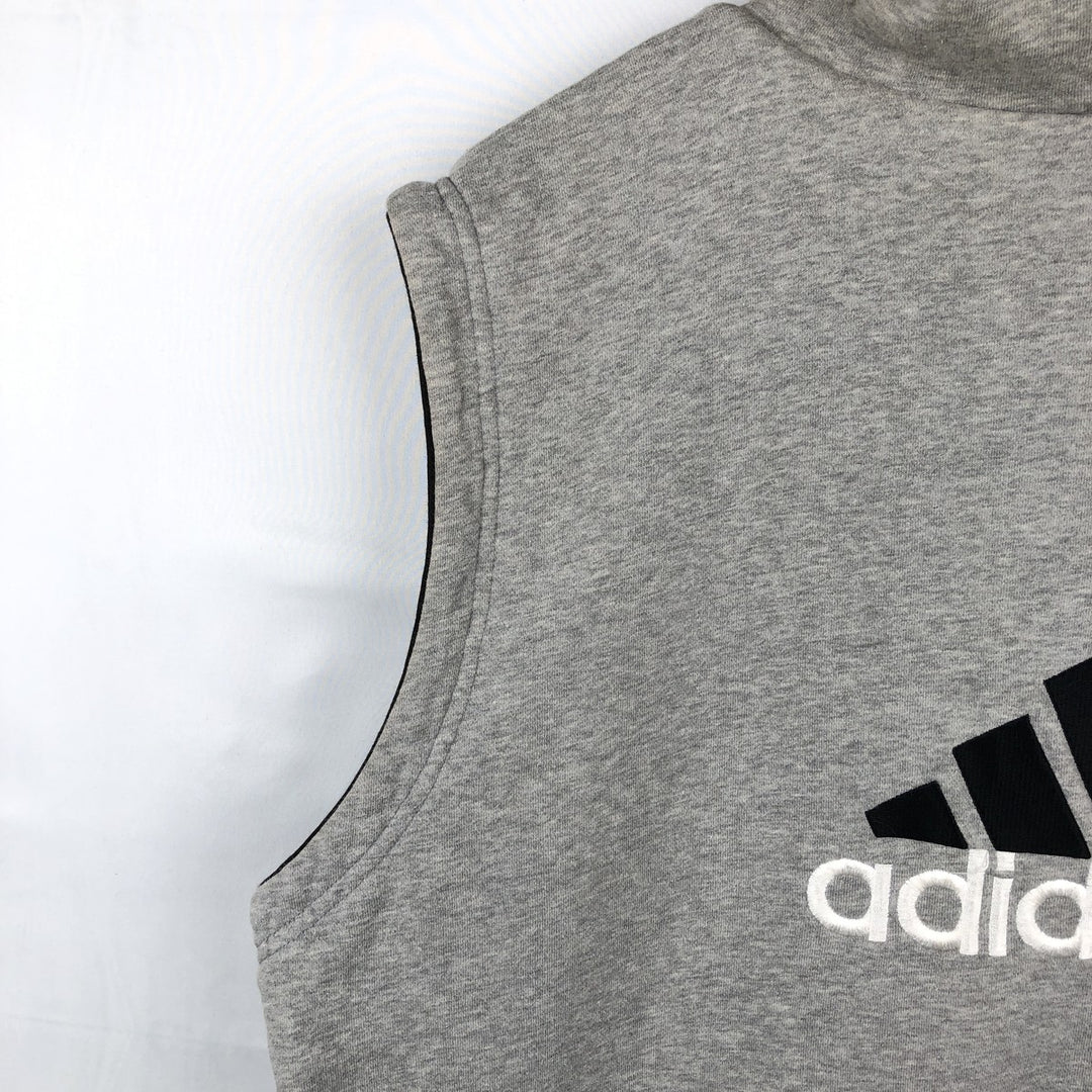 90'S Adidas Reversible Front-Opening Hoodie Vest, Men's XXL (approx.), Vintage cotton gray type Vintage Second Hand