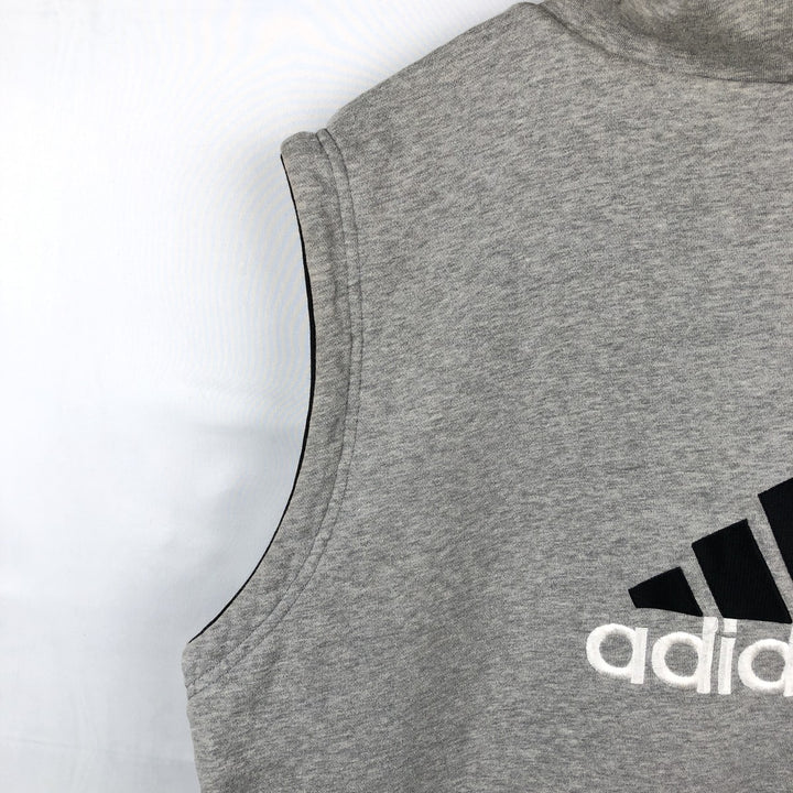 90'S Adidas Reversible Front-Opening Hoodie Vest, Men's XXL (approx.), Vintage cotton gray type Vintage Second Hand