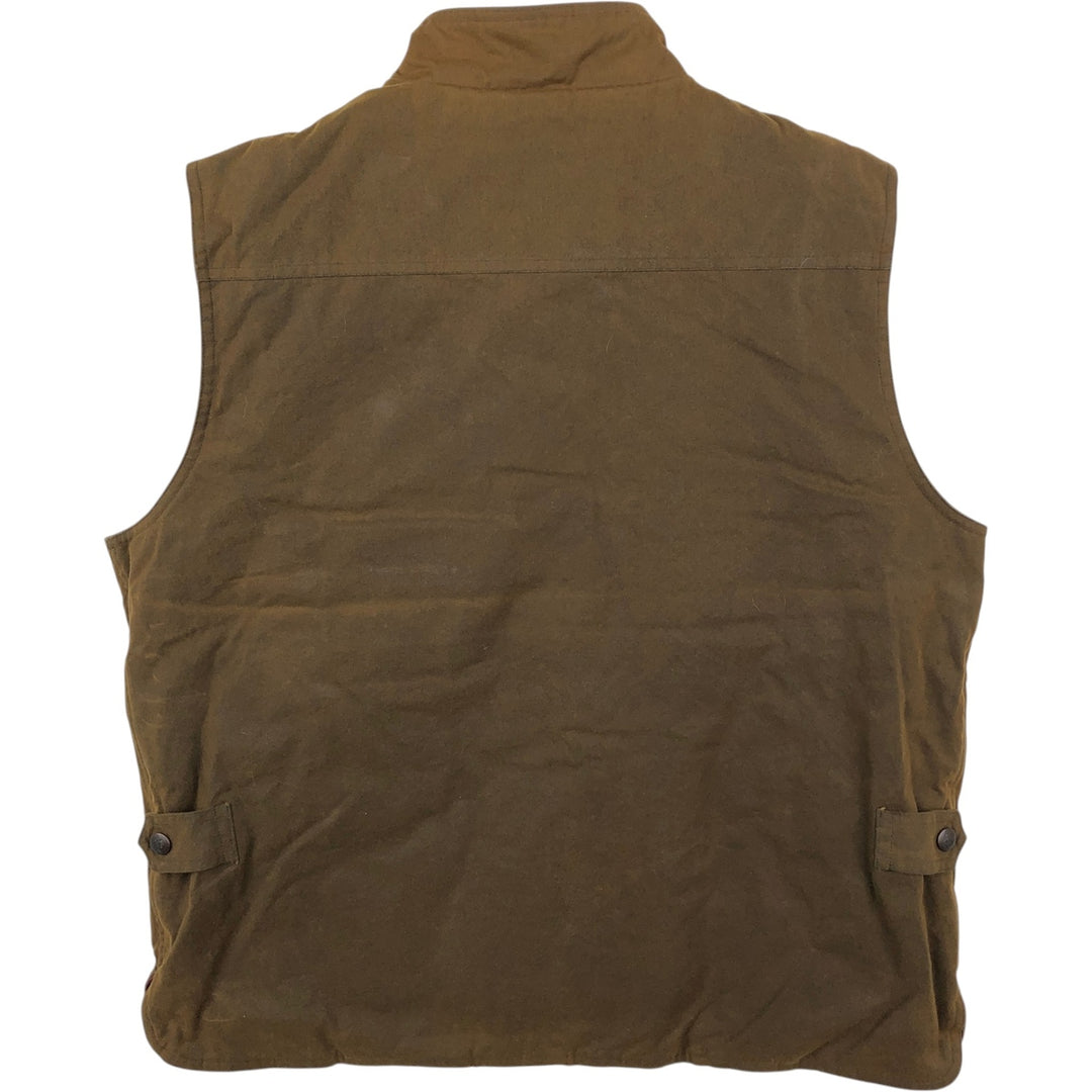 OUTBACK Padded Waxed Cotton Oiled Vest, Men's Size L (approx.) cotton Khaki type brown Vintage Second Hand