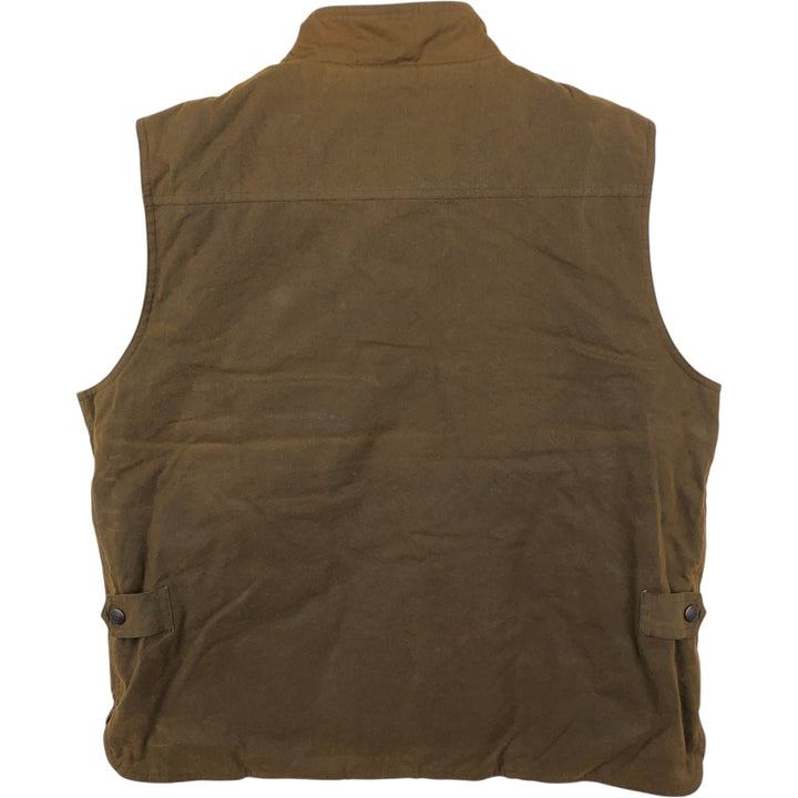 OUTBACK Padded Waxed Cotton Oiled Vest, Men's Size L (approx.) cotton Khaki type brown Vintage Second Hand