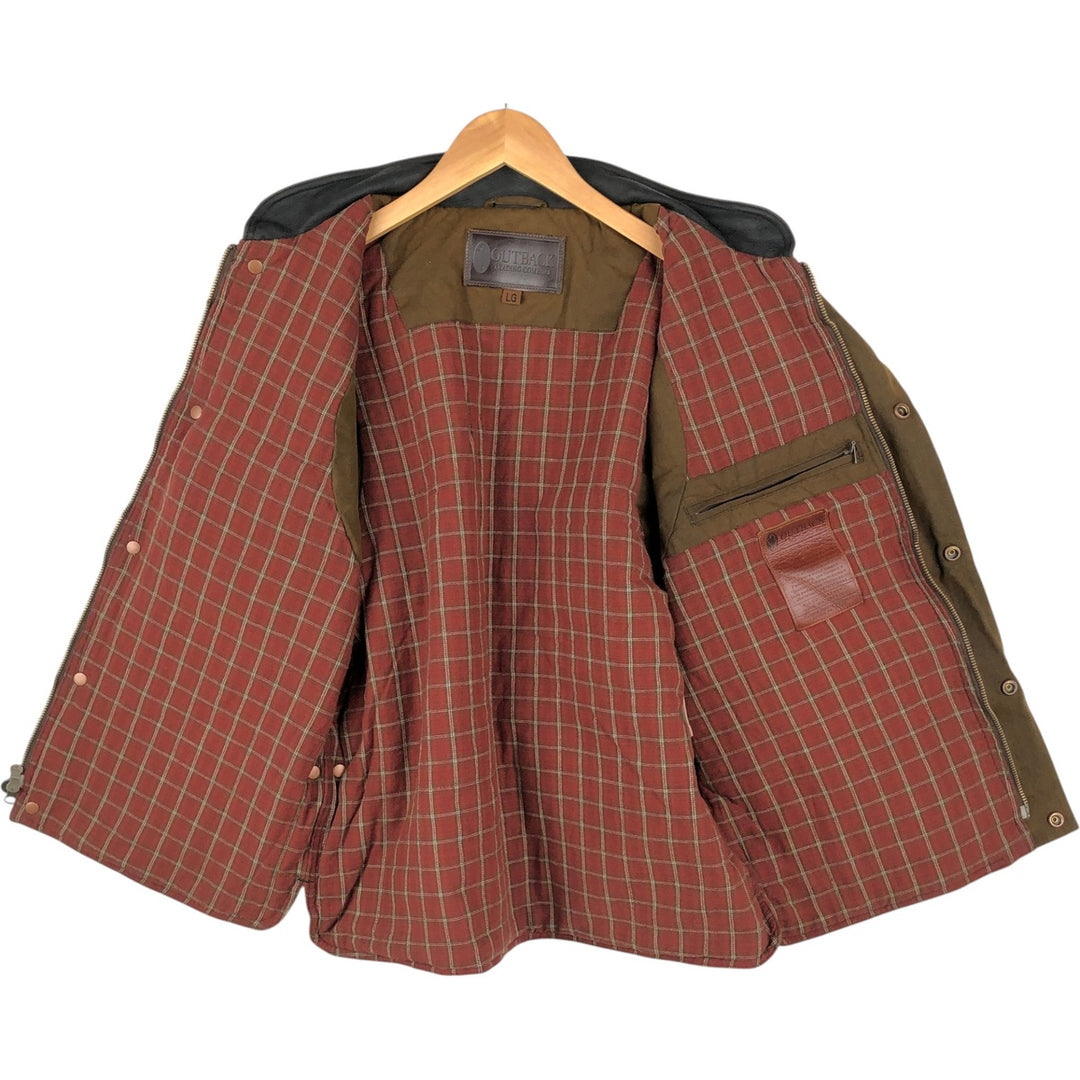 OUTBACK Padded Waxed Cotton Oiled Vest, Men's Size L (approx.) cotton Khaki type brown Vintage Second Hand