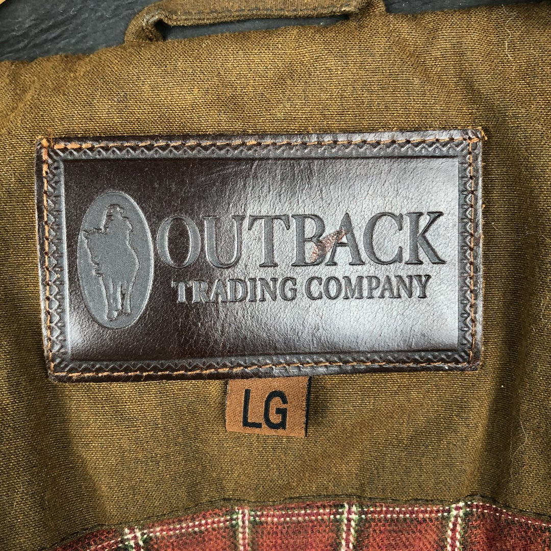 OUTBACK Padded Waxed Cotton Oiled Vest, Men's Size L (approx.) cotton Khaki type brown Vintage Second Hand