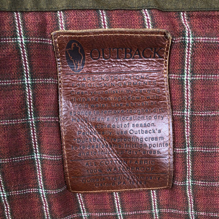 OUTBACK Padded Waxed Cotton Oiled Vest, Men's Size L (approx.) cotton Khaki type brown Vintage Second Hand