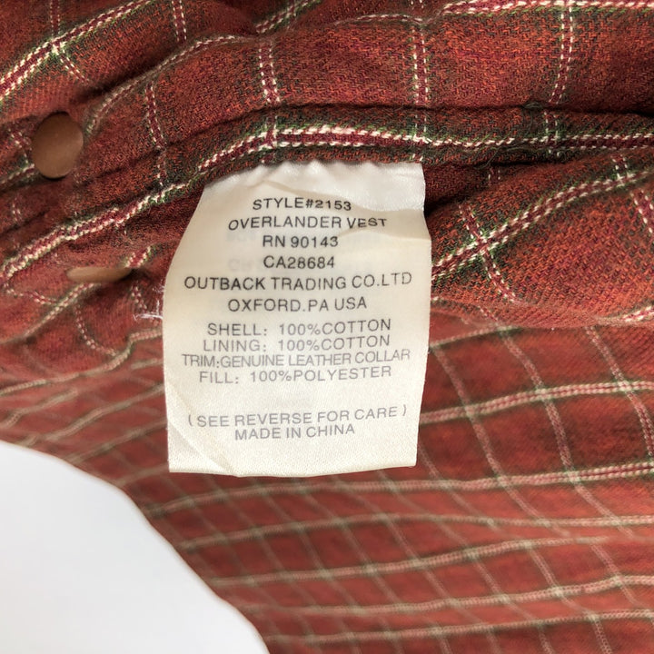 OUTBACK Padded Waxed Cotton Oiled Vest, Men's Size L (approx.) cotton Khaki type brown Vintage Second Hand