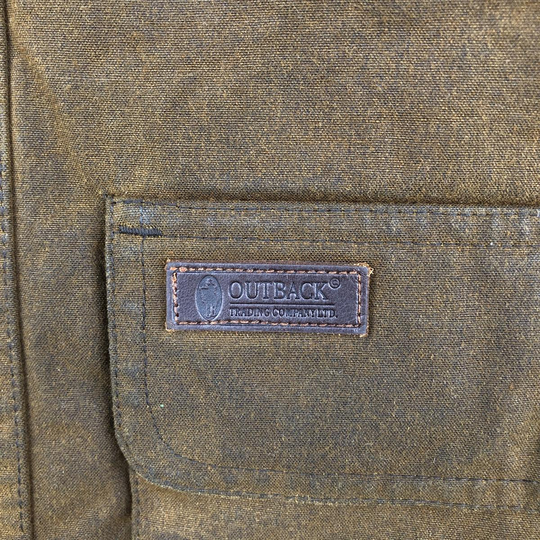OUTBACK Padded Waxed Cotton Oiled Vest, Men's Size L (approx.) cotton Khaki type brown Vintage Second Hand