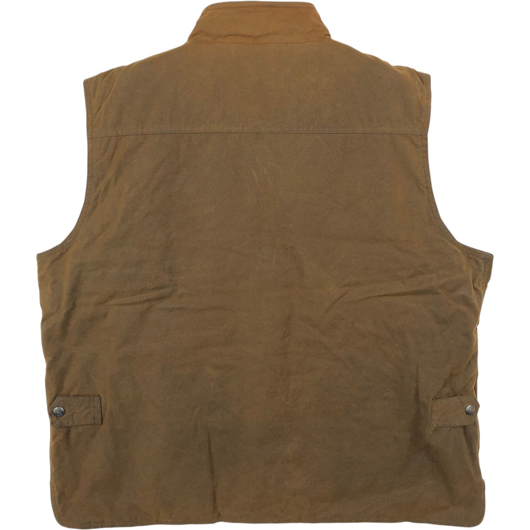 OUTBACK Padded Waxed Cotton Oiled Vest, Men's Size XL (approx.) cotton Khaki type brown Vintage Second Hand