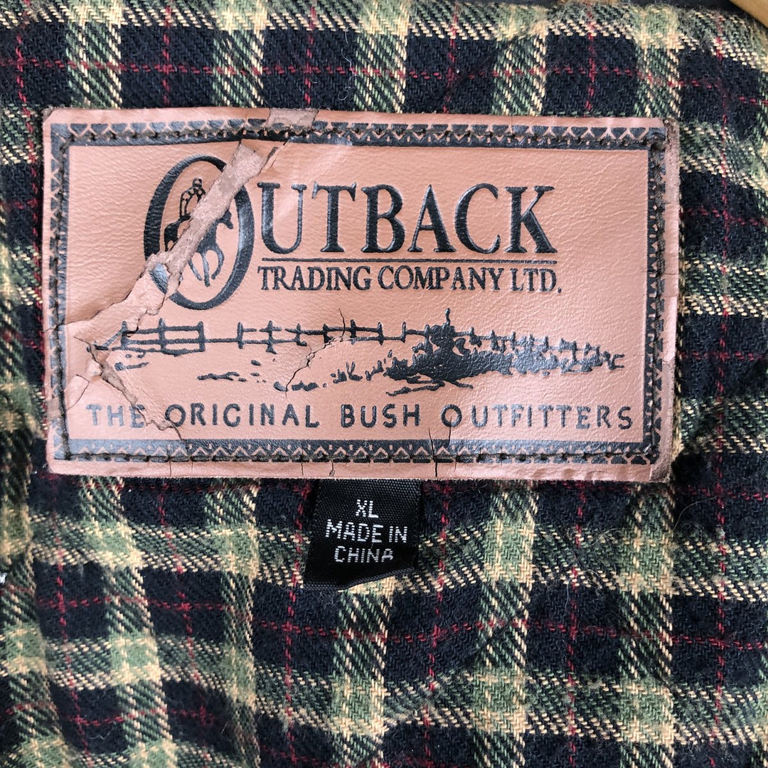 OUTBACK Padded Waxed Cotton Oiled Vest, Men's Size XL (approx.) cotton Khaki type brown Vintage Second Hand