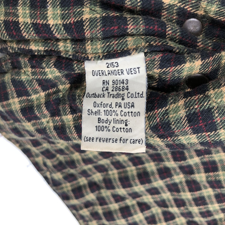 OUTBACK Padded Waxed Cotton Oiled Vest, Men's Size XL (approx.) cotton Khaki type brown Vintage Second Hand