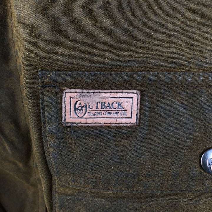 OUTBACK Padded Waxed Cotton Oiled Vest, Men's Size XL (approx.) cotton Khaki type brown Vintage Second Hand