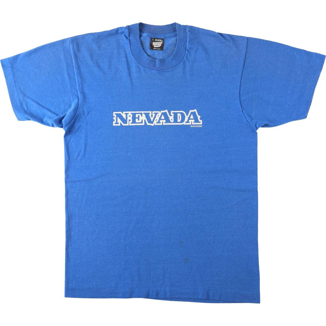 90'S Screen Stars Best Nevata Advertising T-Shirt, Made in USA, Men's Size L (approx.), Vintage cotton blue type Vintage Second Hand