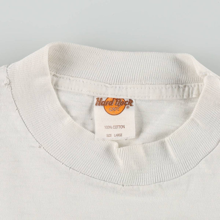 HARD ROCK CAFE Hard Rock Cafe Advertising T-shirt Men's L size cotton white type Vintage Second Hand
