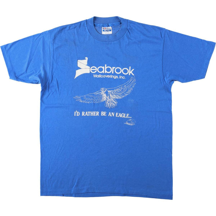 90'S Hanes Seabrook Advertising T-Shirt, Made in USA, Men's XL equivalent, Vintage cotton blue type Vintage Second Hand