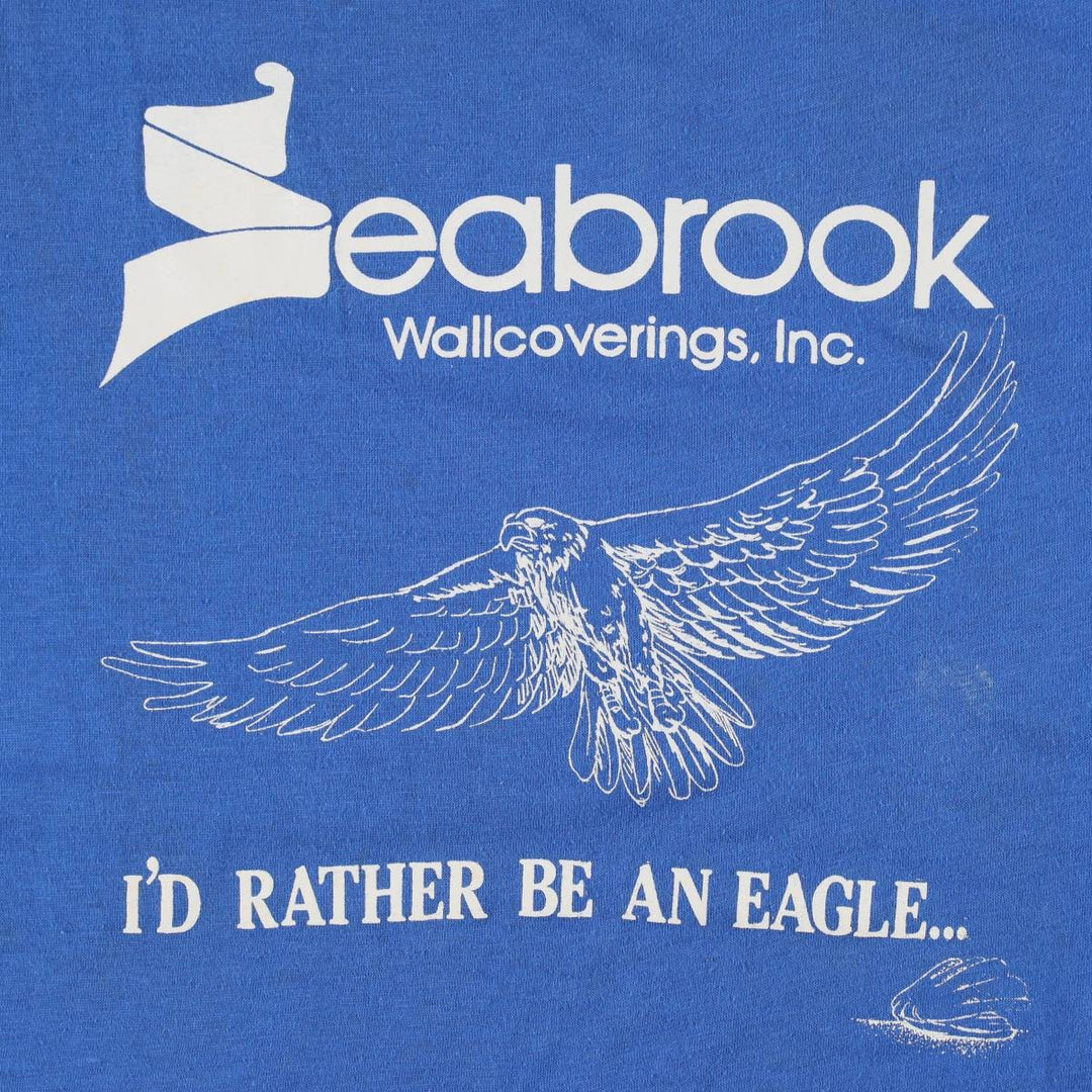 90'S Hanes Seabrook Advertising T-Shirt, Made in USA, Men's XL equivalent, Vintage cotton blue type Vintage Second Hand