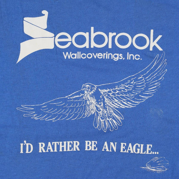 90'S Hanes Seabrook Advertising T-Shirt, Made in USA, Men's XL equivalent, Vintage cotton blue type Vintage Second Hand