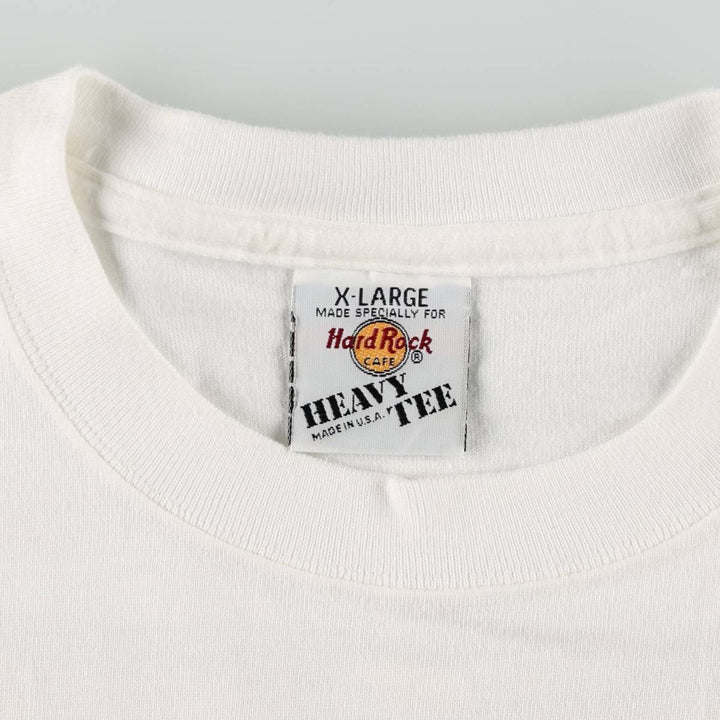 90'S HARD ROCK CAFE Heavy Tee Advertising T-shirt Made in USA Men's XL Vintage cotton white type Vintage Second Hand