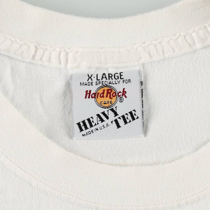 90'S HARD ROCK CAFE Heavy Tee Advertising T-shirt Made in USA Men's XL Vintage cotton white type Vintage Second Hand