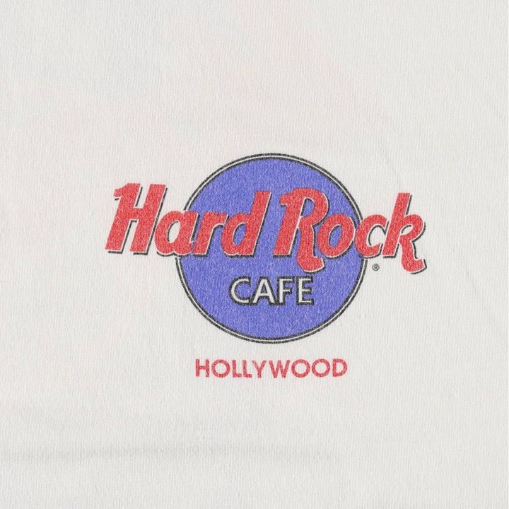 90'S HARD ROCK CAFE Heavy Tee Advertising T-shirt Made in USA Men's XL Vintage cotton white type Vintage Second Hand