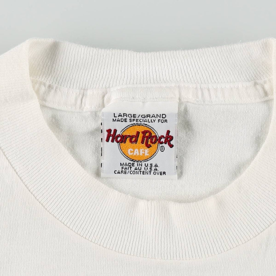 HARD ROCK CAFE Hard Rock Cafe Advertising T-shirt Made in USA Men's L size cotton white type Vintage Second Hand