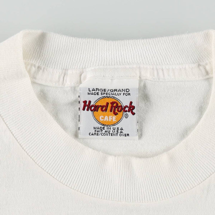 HARD ROCK CAFE Hard Rock Cafe Advertising T-shirt Made in USA Men's L size cotton white type Vintage Second Hand