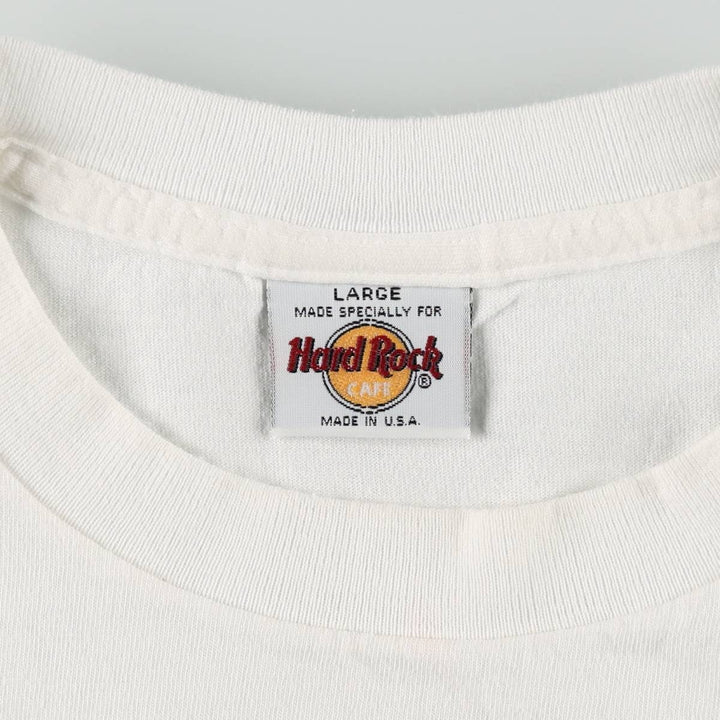 90'S HARD ROCK CAFE Hard Rock Cafe Advertising T-shirt Made in USA Men's L Vintage cotton white type Vintage Second Hand