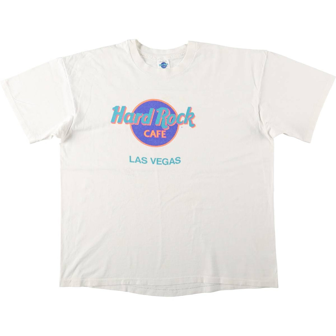 90'S Hard Rock Cafe Advertising T-Shirt, Made in USA, Men's XXL equivalent, Vintage cotton white type Vintage Second Hand