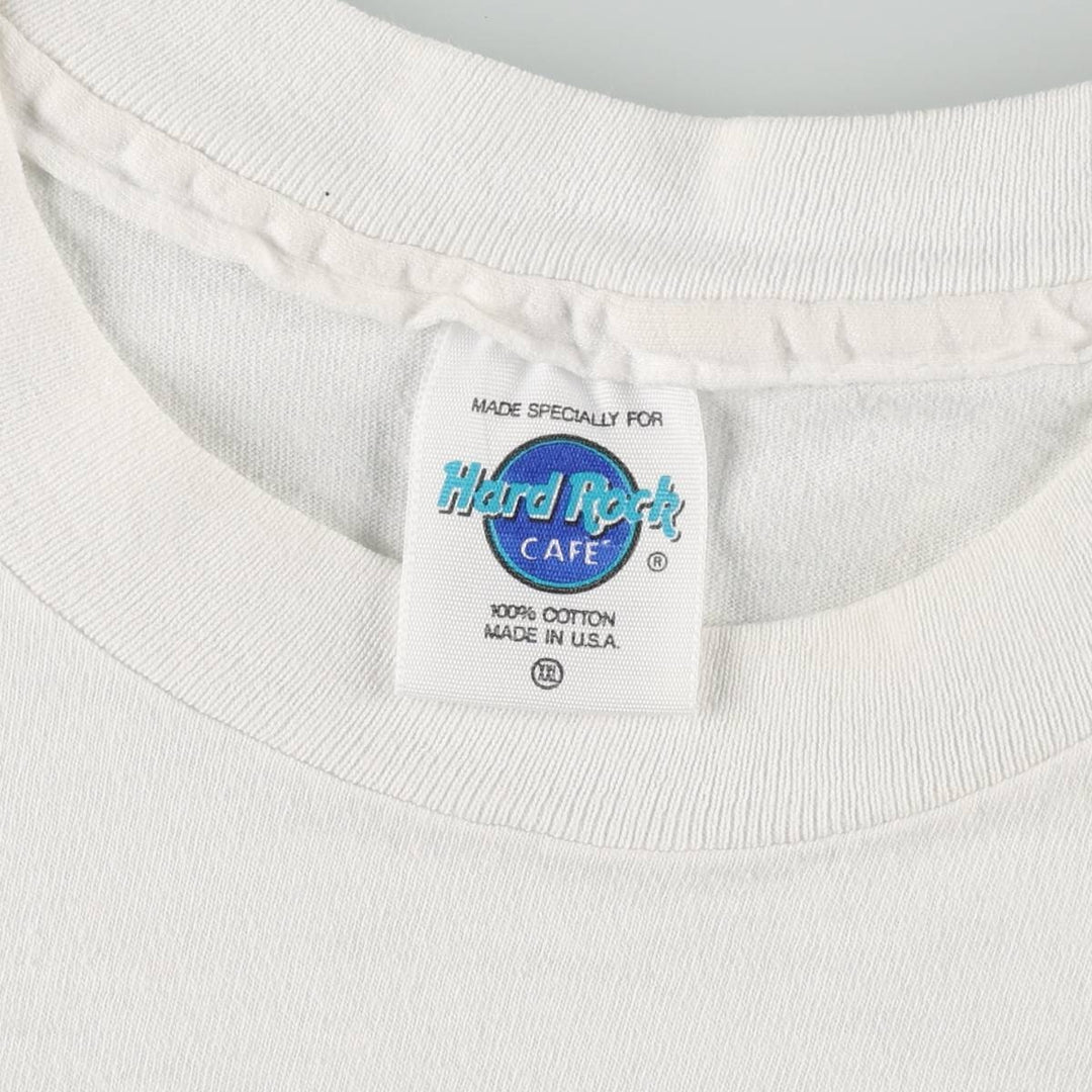 90'S Hard Rock Cafe Advertising T-Shirt, Made in USA, Men's XXL equivalent, Vintage cotton white type Vintage Second Hand