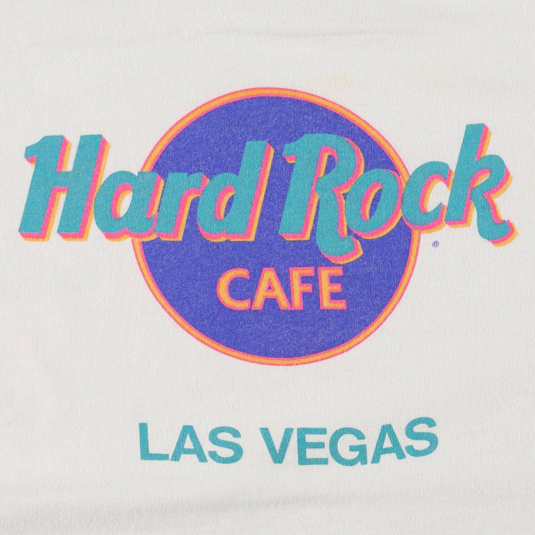 90'S Hard Rock Cafe Advertising T-Shirt, Made in USA, Men's XXL equivalent, Vintage cotton white type Vintage Second Hand