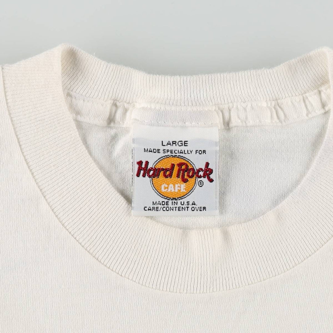 90'S HARD ROCK CAFE Hard Rock Cafe Advertising T-shirt Made in USA Men's L Vintage cotton white type Vintage Second Hand