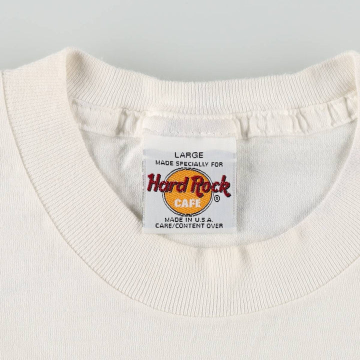 90'S HARD ROCK CAFE Hard Rock Cafe Advertising T-shirt Made in USA Men's L Vintage cotton white type Vintage Second Hand